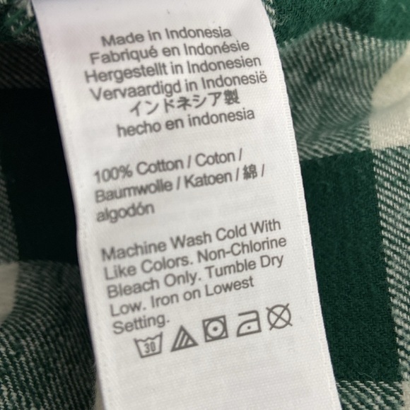 Girls Womens J. Crew Classic Green Cream Check Lumberjack Flannel Shirt Size 4 - Picture 5 of 7